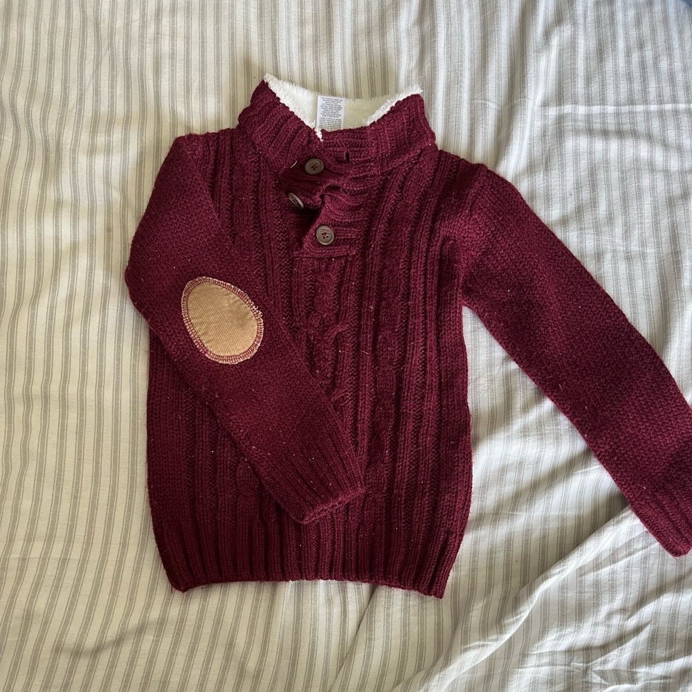 Maroon and white sweater